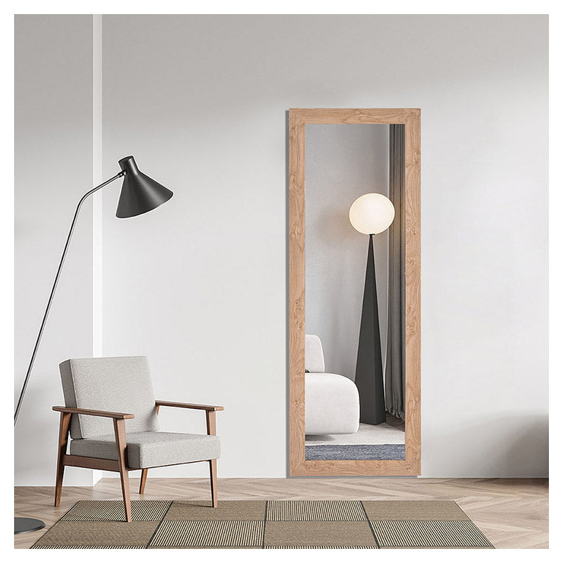 Espejo rectangular 60 x 160 cm marco de MDF madera claro