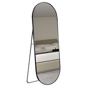 Oval mirror 60 x 160 cm black aluminum frame