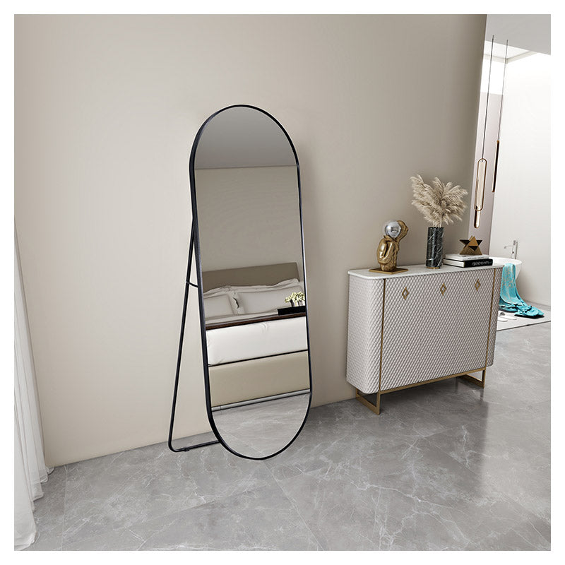 Oval mirror 60 x 160 cm black aluminum frame