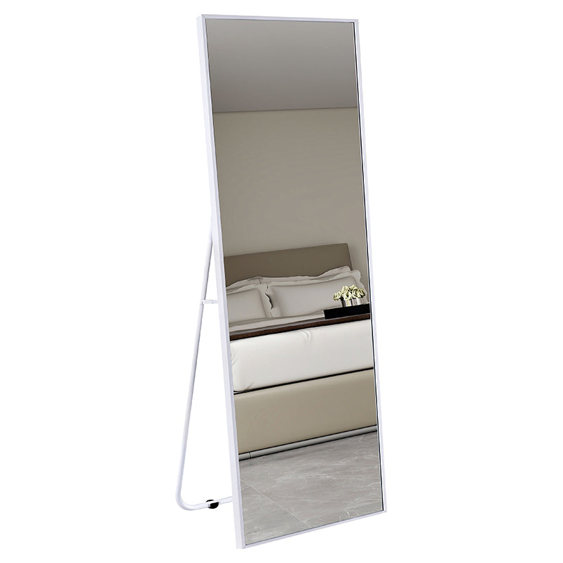 Espejo rectangular 40 x 150 cm marco de aluminio blanco