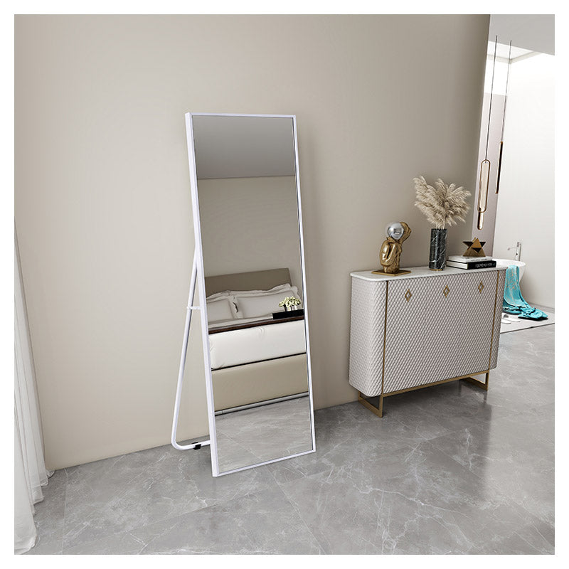 Espejo rectangular 40 x 150 cm marco de aluminio blanco