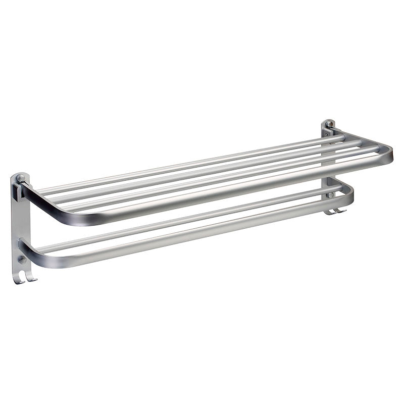 Silver Metal Bathroom Shelf 60 x 17 x 21.5 cm with Towel Bar