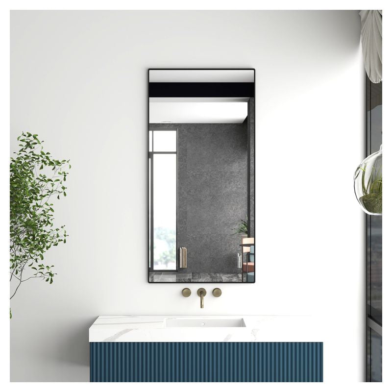 Espejo rectangular con marco aluminio negro 60 x 120 cm Aqua Nuova
