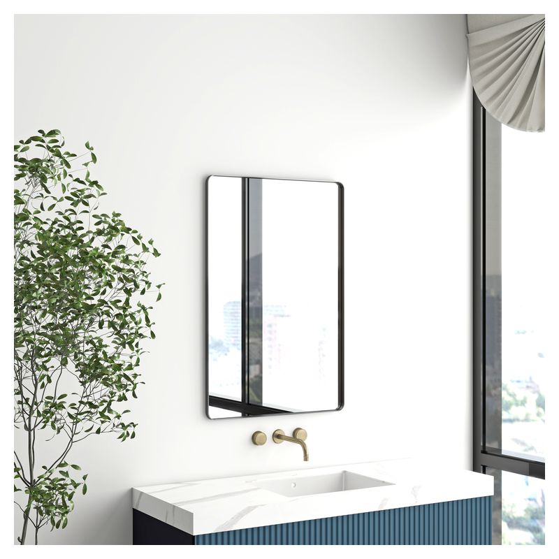 Espejo rectangular con marco aluminio negro 60 x 90 cm Aqua Nuova
