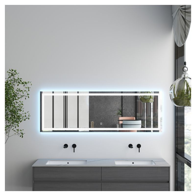 Espejo led rectangular antiempañante sin marco 150 x 50 cm Aqua Nuova
