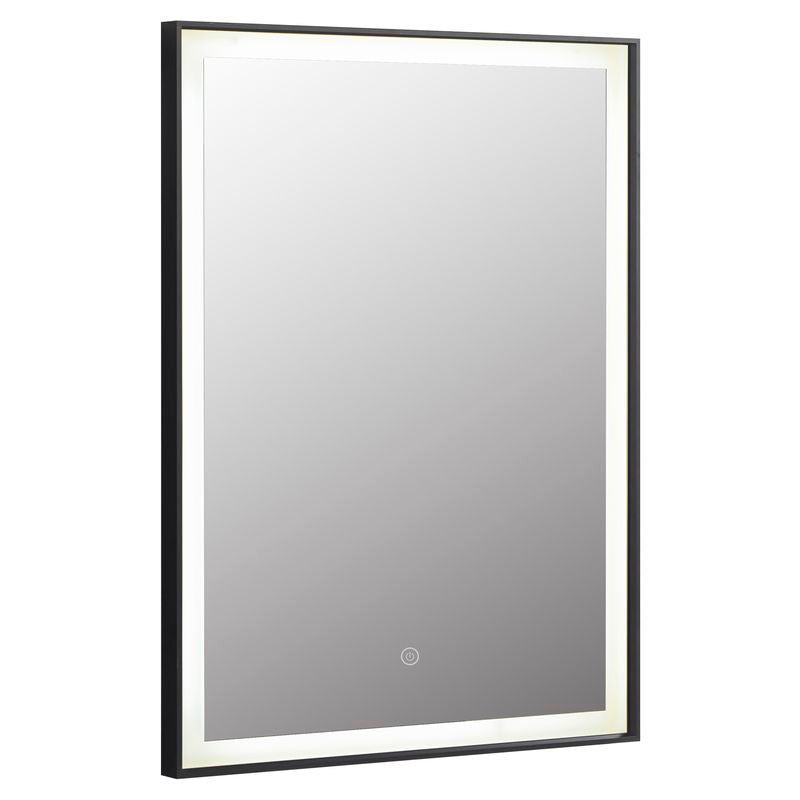 Espejo led rectangular antiempañante con marco aluminio negro 60 x 90 cm Aqua Nuova