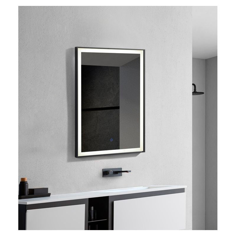 Espejo led rectangular antiempañante con marco aluminio negro 60 x 90 cm Aqua Nuova