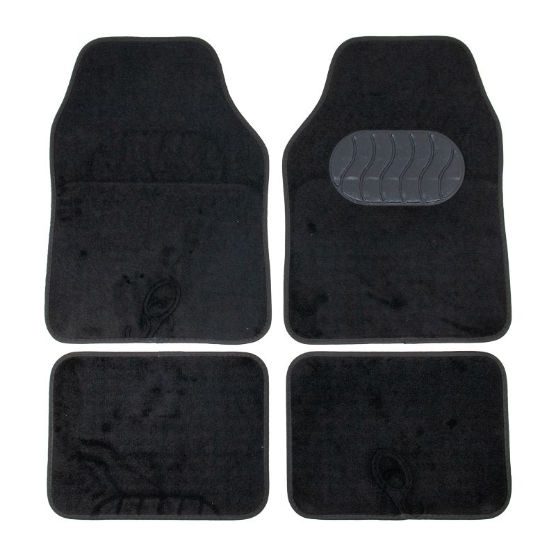 Set of 4 Contempo rubber and carpet floor mats - black