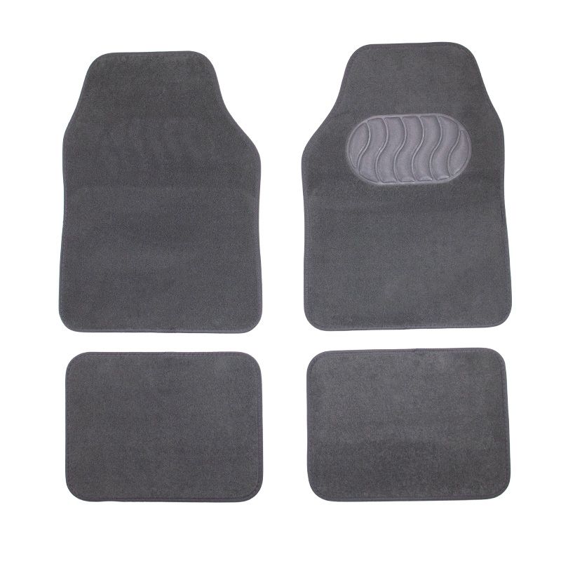 4-piece Contempo gray rubber and carpet car mat set