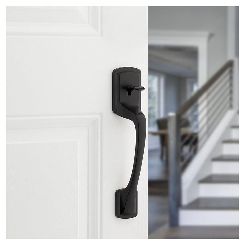 Prague lever handle with rosette, matte black brass