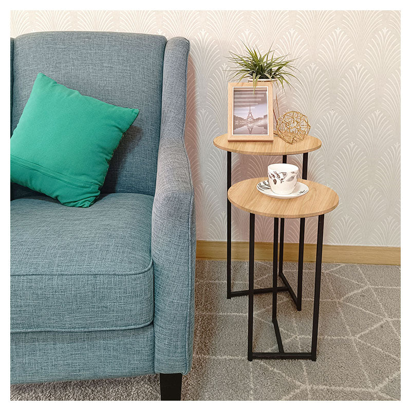 Combo de 2 mesas auxiliares Ivy natural 31 x 50 cm