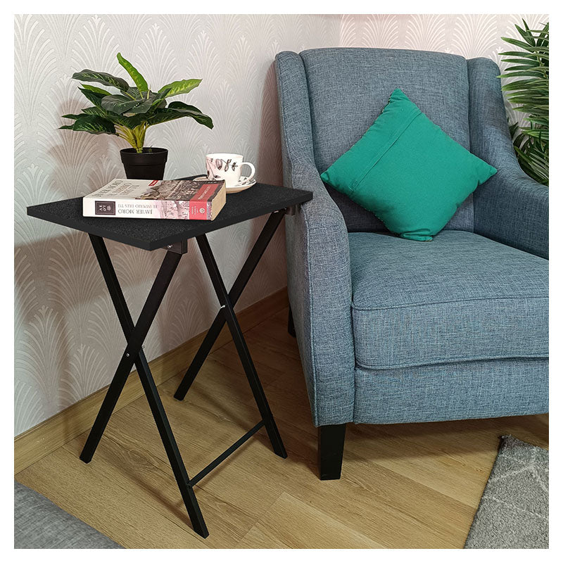 Mesa auxiliar plegable de madera Roma negra 35 x 48 x 61 cm