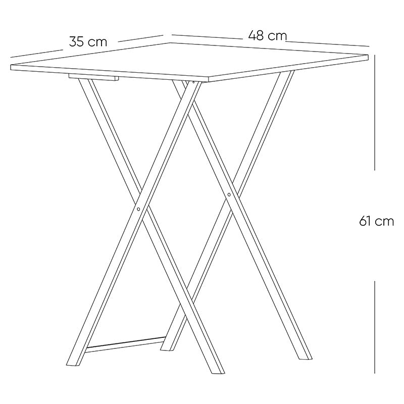 Mesa auxiliar plegable de madera Roma negra 35 x 48 x 61 cm