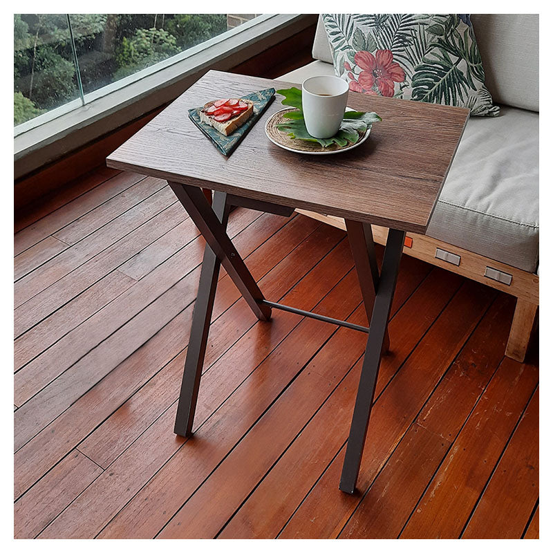 Mesa auxiliar plegable de melamina caramelo 35 x 48 x 59 cm