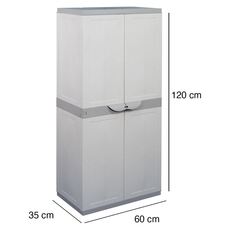 Armario Siena blanco y gris 2 puertas plástico 119 x 60 x 35,5 cm
