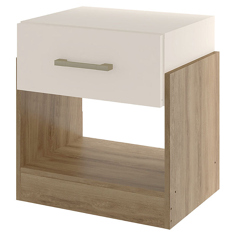 Mesa de noche MDP café claro con blanco 47 x 37,8 x 51,2 cm
