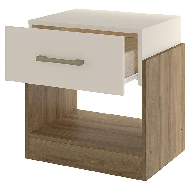 Mesa de noche MDP café claro con blanco 47 x 37,8 x 51,2 cm