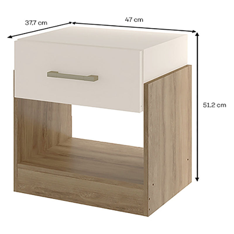 Light brown and white MDF nightstand 47 x 37.8 x 51.2 cm