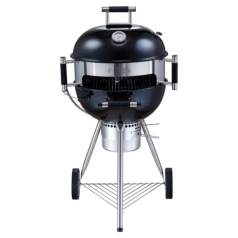 Charcoal grill 1 black grate with pizza accessory 57 x 68 x 125 cm Basic Living