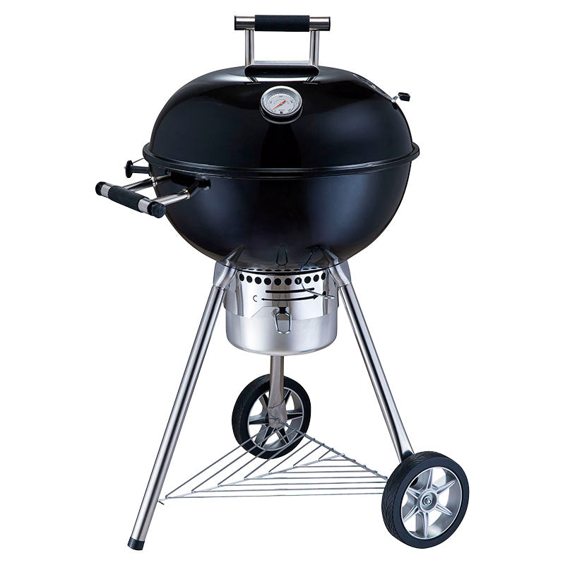Charcoal grill 1 black grate with pizza accessory 57 x 68 x 125 cm Basic Living