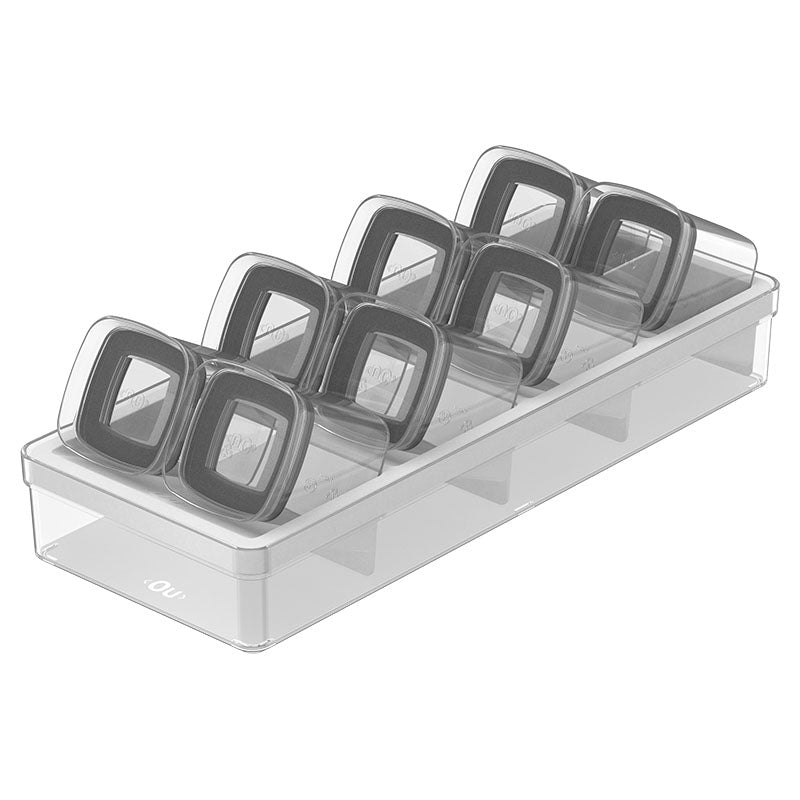 Set 8 piezas organizador de especias para gavetas 150 ml transparentes Clear Fresh OU