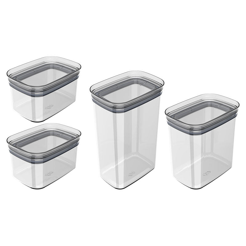 Set 4 contenedores para alimento 1 - 1,5 - 4,5 Litros herméticos transparentes polietileno Clear Fresh OU