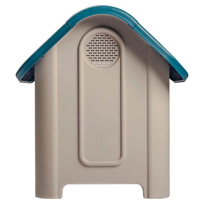 Casa plástica para perros pequeños y medianos beige con turquesa 66 x 60 x 75 cm