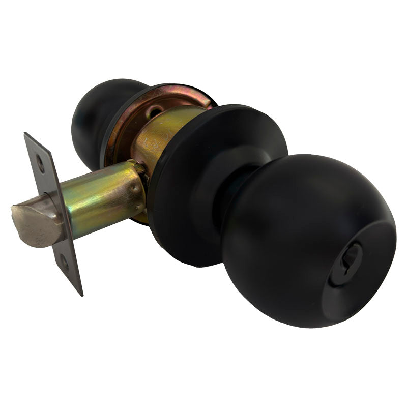 Pomo con llave cerradura y pestillo acero inoxidable negro Tezza