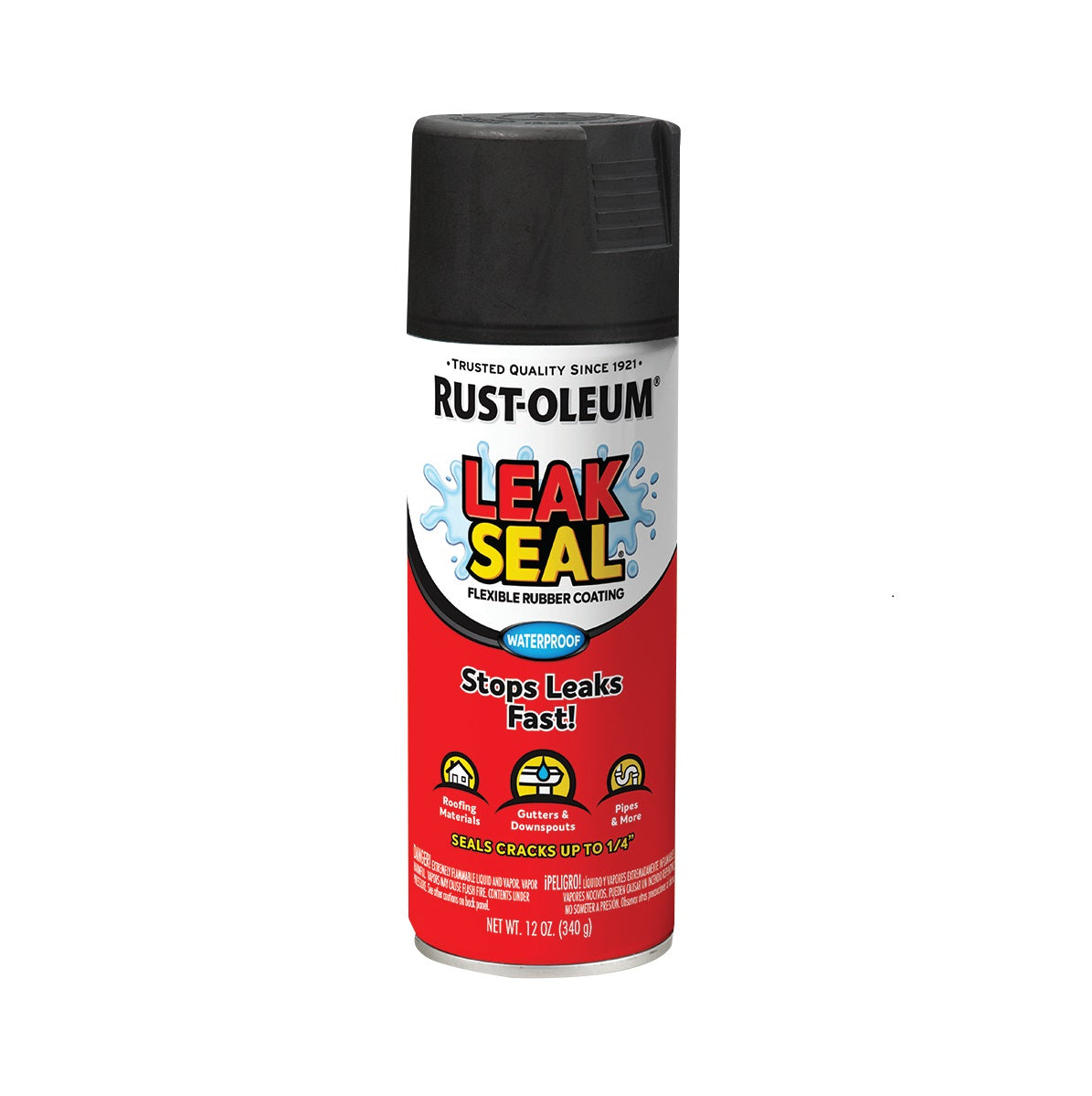 Spray tapagoteras caucho flexible multisuperficies Rust Oleum negro 340 g