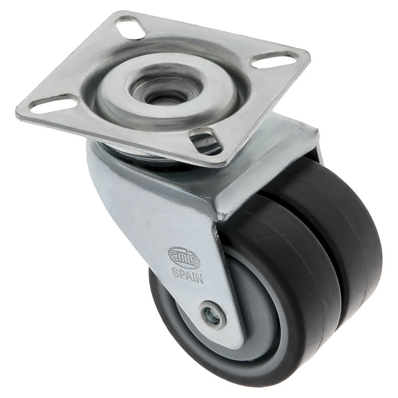Rodín doble goma-poliamida placa 1,96" soporta 90 kg