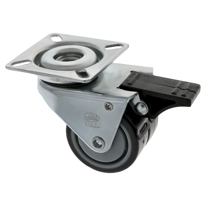 Double castor with rubber brake plate 1.96" supports 90 kg