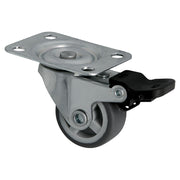 Rodín con freno goma gris placa 1,18" soporta 45 kg