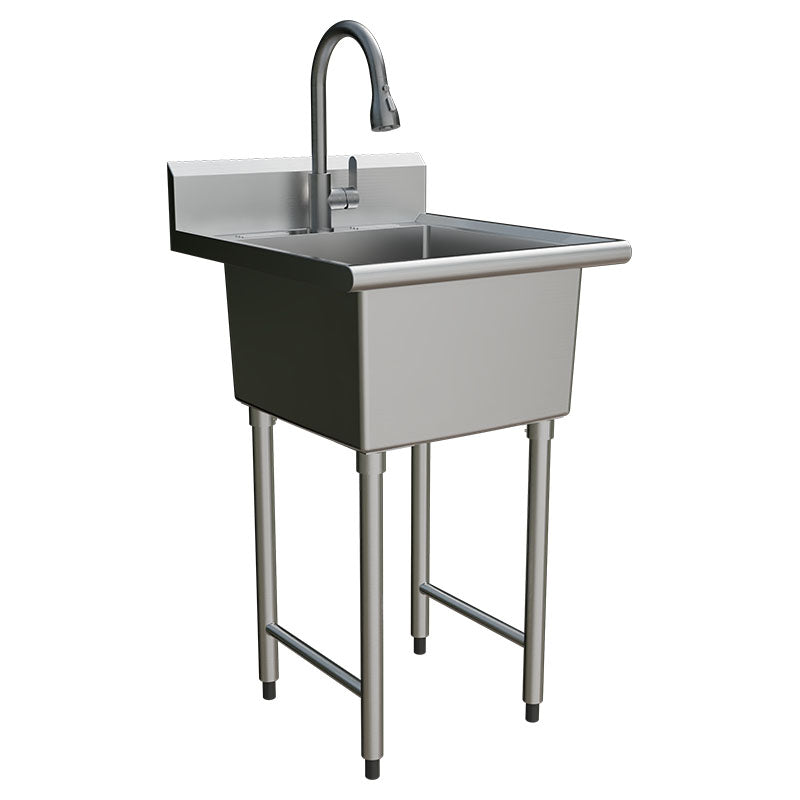 Fregadero comercial de acero inoxidable a piso 102x62x56 cm.
