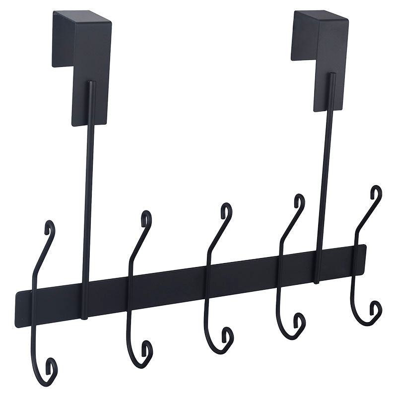Perchero puerta doble negro 5 ganchos