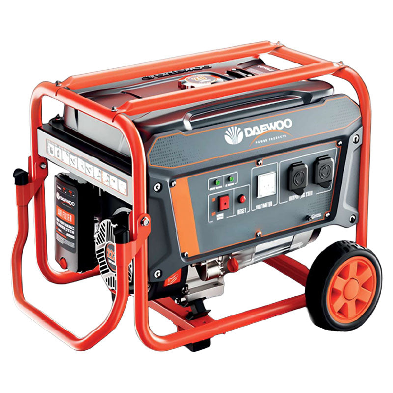 Generador eléctrico 4 tiempos a gasolina 3.200 W doble voltaje 110 y 220 Daewoo