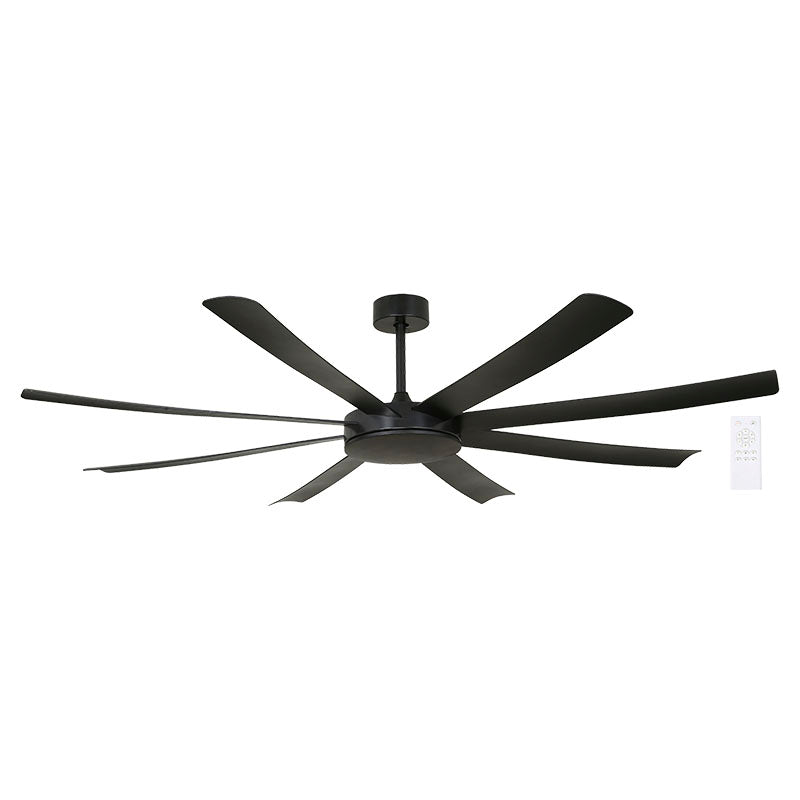 72" Ceiling Fan with 8 Reversible Black Blades Designers Lighting