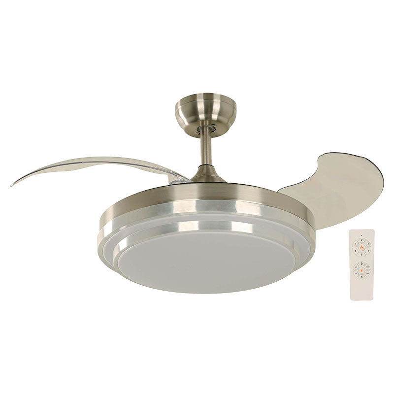 Designers Lighting 42" satin nickel smart ceiling fan with 3 retractable blades