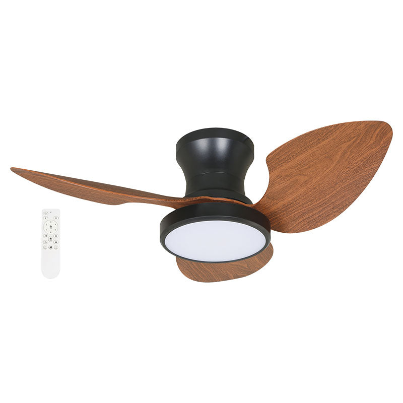 Ventilador techo inteligente 32" 3 aspas tipo madera negro Designers Lighting
