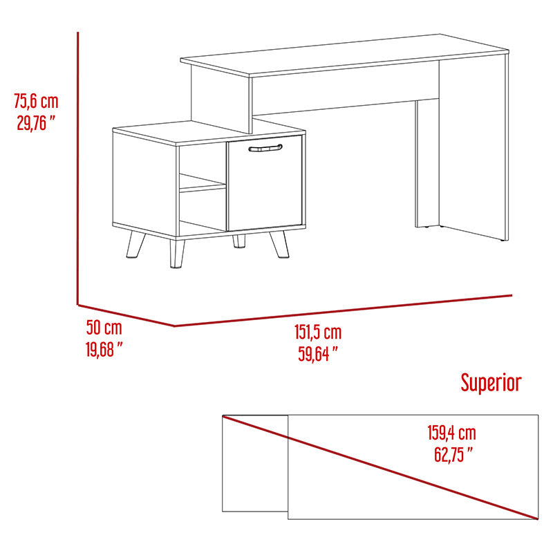Escritorio Lera de melamina capri 50.3 x 151.5 x 75.6 cm