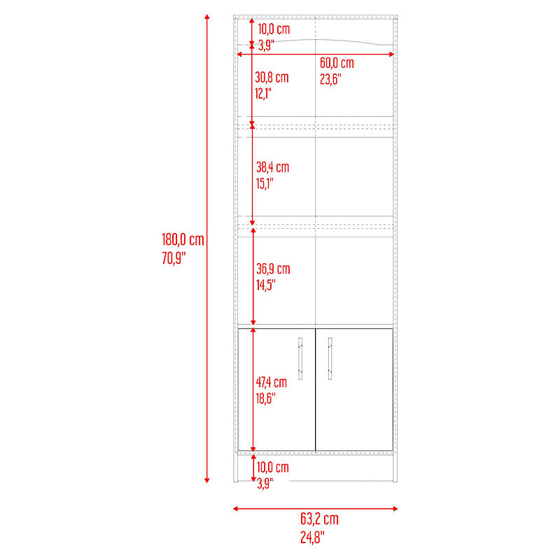 Simma Fresno MDP Bookshelf 26.3 x 63.2 x 180 cm