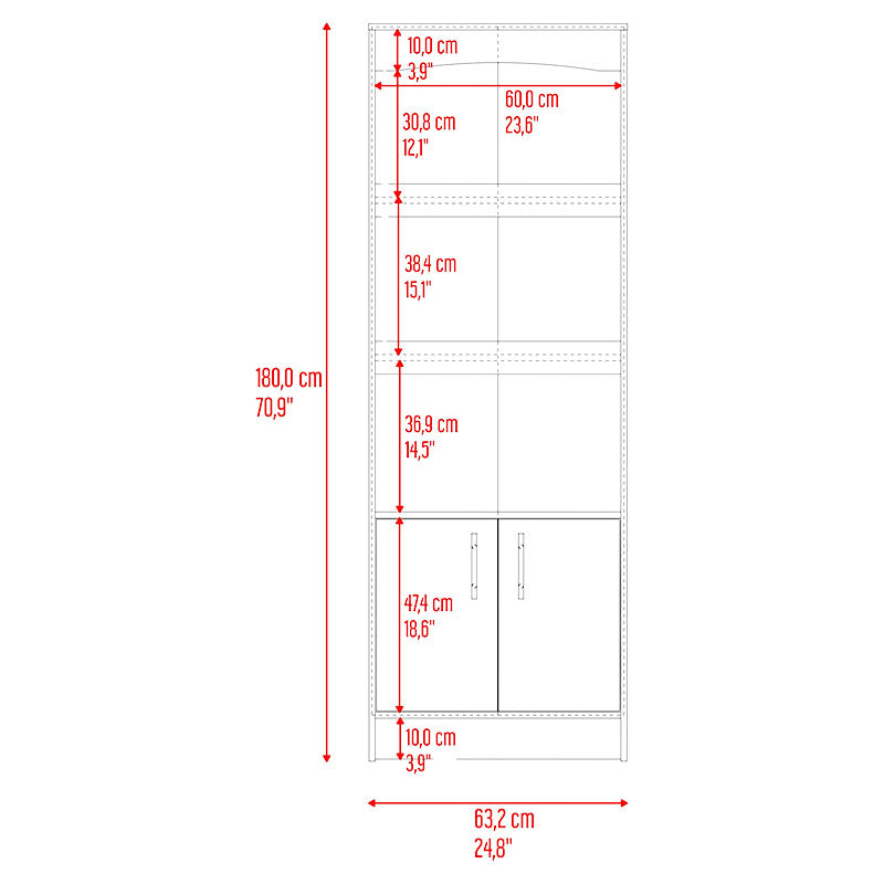 Simma white MDP bookcase 26.3 x 63.2 x 180 cm
