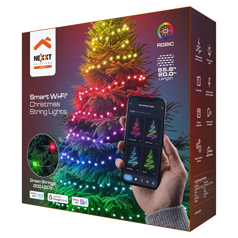 Luces navideñas inteligentes 20 m LED RGBIC Wi-Fi