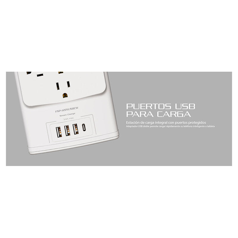 Protector tensión 12 salidas 4 USB 1625 W Forza