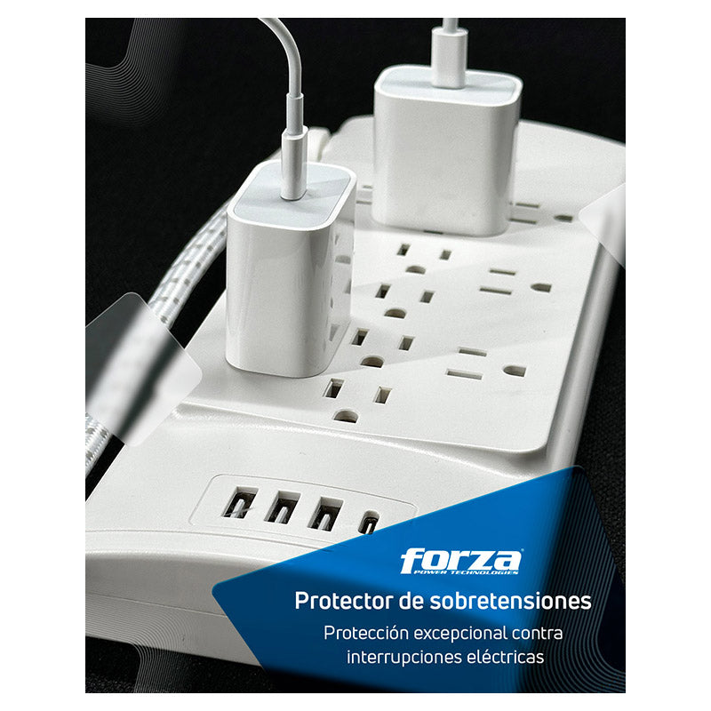 Protector tensión 12 salidas 4 USB 1625 W Forza