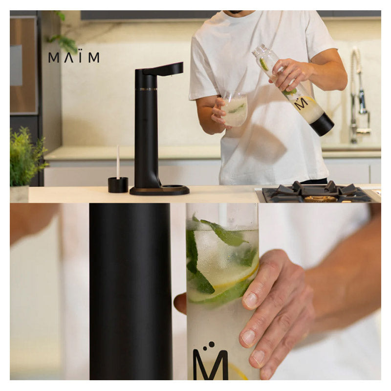 Beverage carbonator 0.85 Liters black includes gas tank MAIM