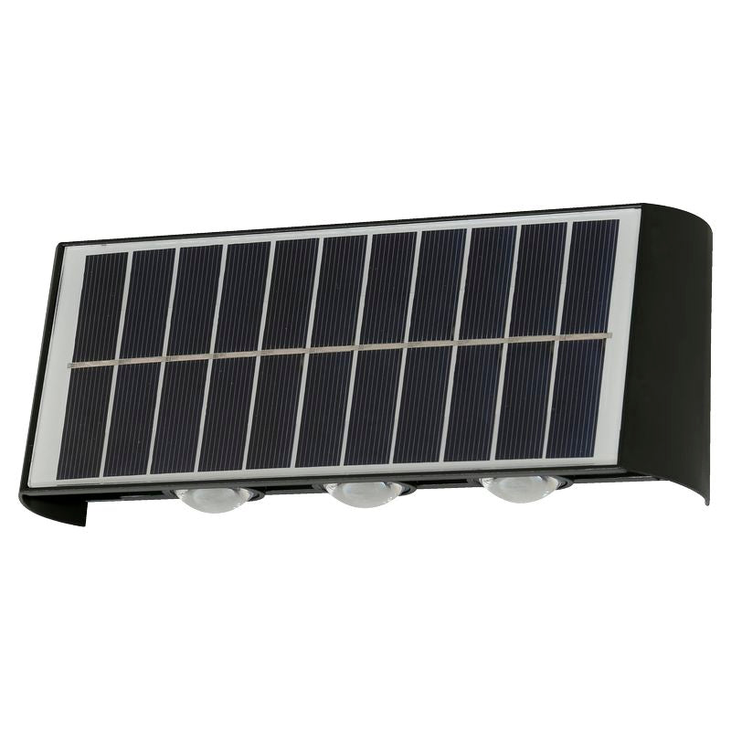 Modern black solar wall lantern, 6 lights, 34217