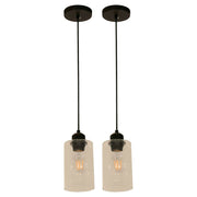 Set de 2 lámparas colgantes modernas negras 1 luz E27 23911