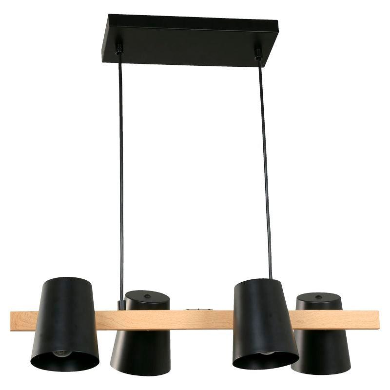 Lámpara colgante moderna negra 4 luces E27 25096