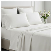 Full-size 4-piece 100% cotton sheet set in white, includes 2 pillowcases