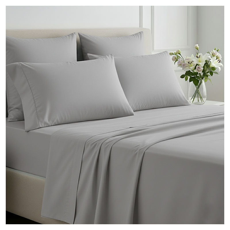 3-piece 100% cotton twin sheet set, gray, includes 1 pillowcase